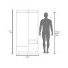 Alder 2-Door One Drawer Amoire with 2 Cabinets, Two Hanging rods and Four Shelves in Matt Gray and Natural Oak - 4 of 4
