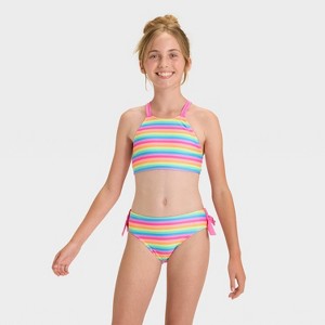 Girls' Beach House Striped Bikini Set - Cat & Jack™ - 1 of 3