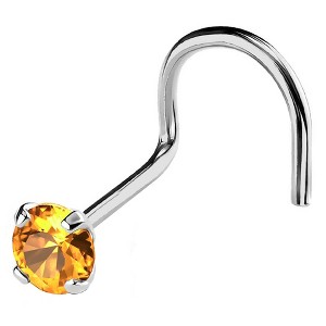 Jewelry Avalanche 22G 14K Gold Nose Screw Nose Stud with Citrine Gemstone - 1 of 2