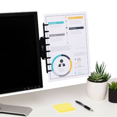 Black Adjustable Clip-On Monitor Document Holder