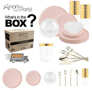 Smarty Had A Party Pink Flat Round Disposable Plastic Tableware Set (60 Settings) - 1 of 4