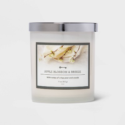 Photo 1 of 11oz Lidded Milky Glass Jar Apple Blossom and Breeze Candle - Threshold 4 PACK MIX