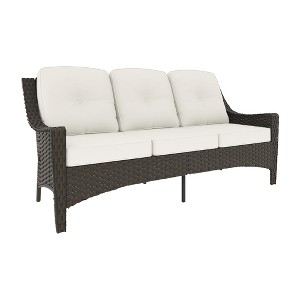 YARDSIGHT Outdoor Patio Furniture,3-Seat Wicker Sofa with Waterproof Cover & Anti-Slip Cushions - 1 of 4