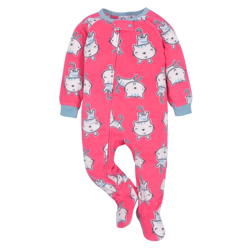 Gerber Infant and Toddler Girls' Fleece Footed Pajamas, 2-Pack, 2 of 10