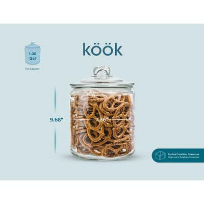 Clear Glass Storage Jars with Airtight Lids, 1 Gallon, Set of 2