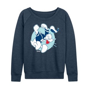 Women's - Disney - Donald Duck's Temper Tantrum Lightweight French Terry Wide Neck Long Sleeve Shirt - 1 of 4