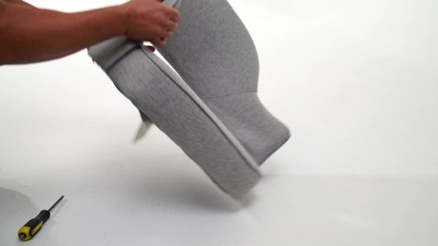 Sleek Gray Linen and Chrome Guest Chair with Fixed Arms