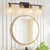 POWLIG 27.36-in 4-Light Black and Gold Modern Dimmable Bathroom Vanity Light with Cylindrical Glass Shade - 3 of 4