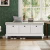 Tramull Classic Shoe Bench with 3 Drawers & Cushion, Fluted Entryway Storage Bench for Hallway, Living Room - 3 of 4