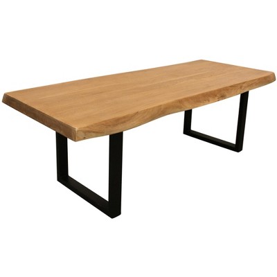 HomeRoots 70" Natural And Black Solid Wood And Iron Live Edge Coffee Table