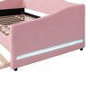 Sapphtopaz Daybed with Trundle and LED Teddy Fleece Upholstered Bed Frame with Wave Arm and Hidden Storage for Apartment, Kids Room - 3 of 4