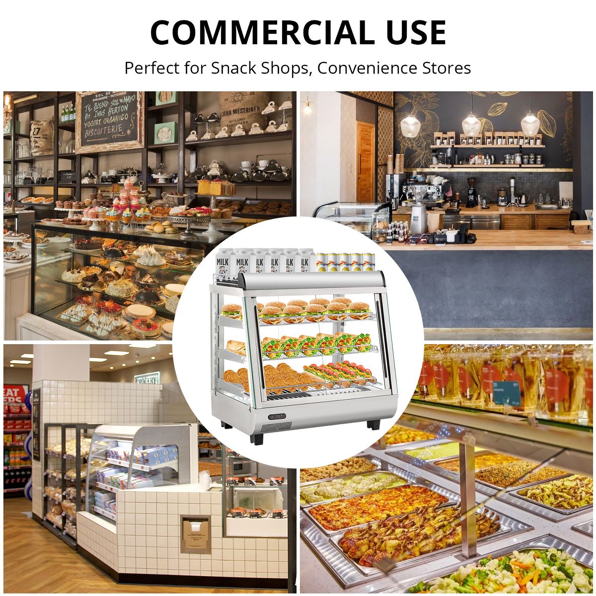 3.4 Cu. ft. Capacity, Countertop Display Warmer with LED Lighting, Adjustable Temperature Control – Perfect for Food Display - thumbnail 5