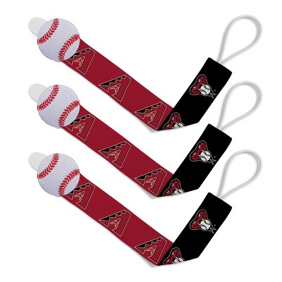 Image of BabyFanatic Officially Licensed Unisex Baby Pacifier Clip 3-Pack MLB Arizona Diamondbacks.