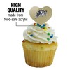 US Naval Academy Secondary Logo Heart Love Cupcake Picks Toppers Decoration Set of 6 - 3 of 4