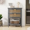 KTMBDW End table with 2 Drawers and Storage Shelf, Rattan Side table with Metal Handles, Nightstand for Bedroom, Hallway, Entryway, Closets - 3 of 4