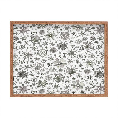 Ninola Design Winter Stars Snowflakes Gray Rectangular Tray -Deny Designs