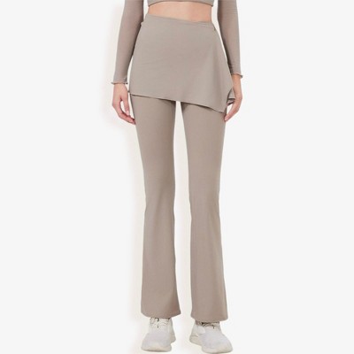 Anna-kaci Active Women's High Waist Flare Pants With Layered