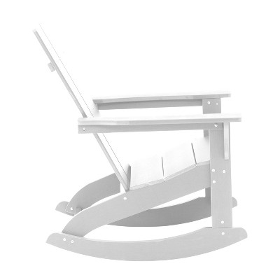 Modern White Polyresin Adirondack Rocking Chair with UV Protection