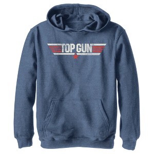 Boy's Top Gun Logo Distressed Pull Over Hoodie - 1 of 4