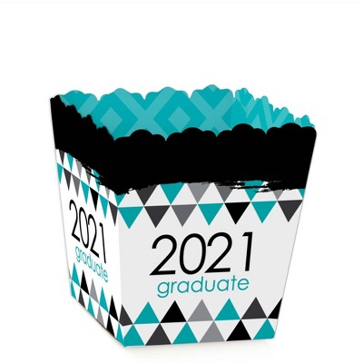 Big Dot of Happiness Teal Grad - Best is Yet to Come - Party Mini Favor Boxes - Turquoise 2021 Graduation Party Treat Candy Boxes - Set of 12