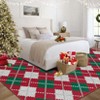 Red and Green Holiday Print Plaid Area Rug Christmas Theme Home Decor Rugs Low Pile Non Slip Carpet for Dining Room Play Room - 3 of 4