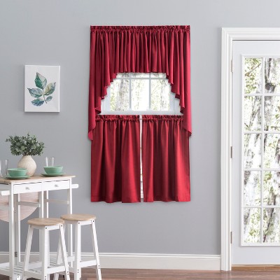 Pomegranate Red Polyester Rod Pocket Window Swag 62" x 24"
