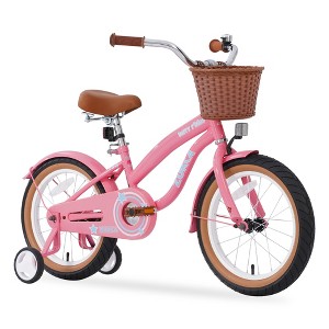 Vynxaria Mint Green/Purple/Pink/Yellow 16-Inch Girls' Bike with Training Wheels and Basket - 1 of 4