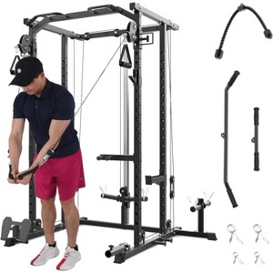 Squat Power Rack with Dual Pulley Cable Crossover System, Heavy-Duty Steel Construction for Strength Training - 1 of 4