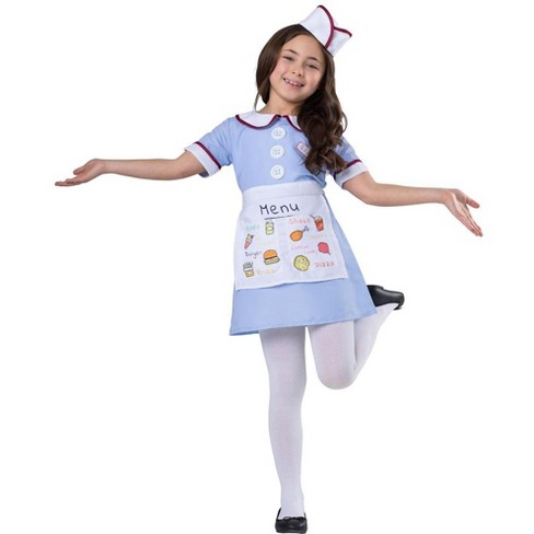 Dress Up America Diner Waitress Costume for Girls - Small