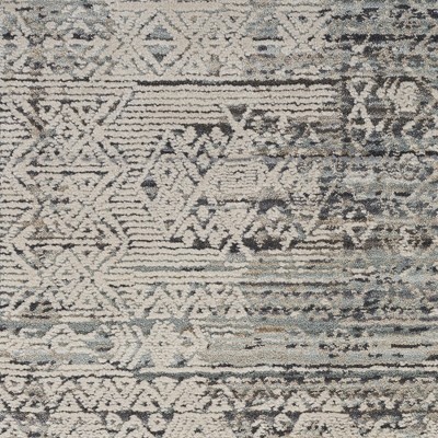 Ivory Blue Bohemian Persian-Inspired Round Rug, 94 in Diameter