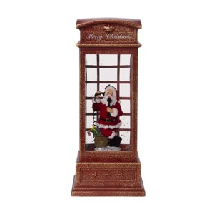 SEVOBAL Party Decorations Christmas Water Spinning Phone Booth with Santa Festive Holiday Table Decor, Red, 4.1"*4.1"*9.8" - 1 of 4