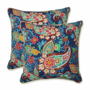 18.5" 2pk Paisley Party Throw Pillows Blue - Pillow Perfect: Weather & Fade-Resistant, Nautical Decor, Indoor/Outdoor Use - 1 of 4
