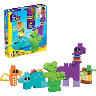 Image of MEGA BLOKS Squeak 'n Chomp Dinos Sensory Building Toys (24 pc)