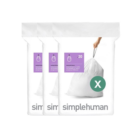 NEW simplehuman Code H Custom Fit Liners, 60 Trash Bags