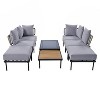 Erica 8-Piece Metal Frame Patio Sectional Sofa Set with 2 Coffee Table, Rattan Outdoor Patio Conversation Set with Cushions - Maison Boucle - 3 of 4