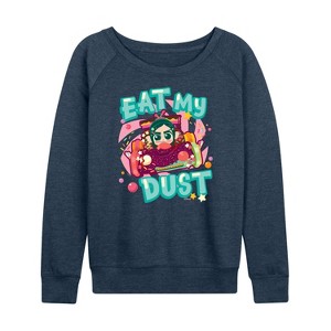 Women's - Disney - Eat My Dust Vanelloppe Lightweight French Terry Wide Neck Long Sleeve Shirt - 1 of 4
