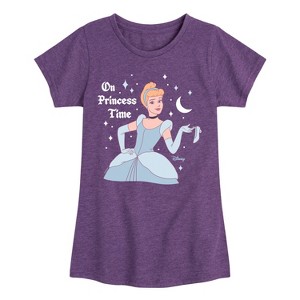 Girls' - Disney Princess - Cinderella On Princess Time Fitted Short Sleeve Graphic T-Shirt - 1 of 4