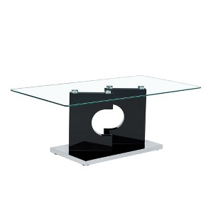 NicBex Modern 47.2" Rectangle Coffee Table with Tempered Glass Top and Wood Pedestal for Living Room and Office - 1 of 4
