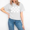 Simply Sage Market S.W.Smiley Checkered X Face Boxy Crop Top - 2 of 4