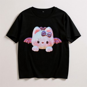 Clotth Womens Cute Angel Cat T-Shirt - Short Sleeve Loose Fit Graphic Tee, Summer Pure Cotton Round Neck Funny Casual Nature T Shirts Top - 1 of 4