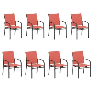 Captiva Designs Outdoor Patio Sling Fixed Dining Chairs with Black Steel Frame - 1 of 4