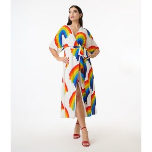 Unique Vintage Women's Wrap Midi Dress - 1 of 3