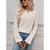 Coolmee Women's Fashion Sweatshirt Casual Waffle Knit Long Sleeve V Neck Split Pullover Tunic Tops - 3 of 4