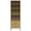vidaXL Bookshelf Book Cabinet with 2 Drawers Storage Cabinet OSLO Solid Wood - Brown - 4 of 4