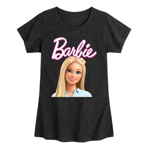 Girls' - Barbie - Doll Head Fitted Short Sleeve Graphic T-Shirt - 1 of 3