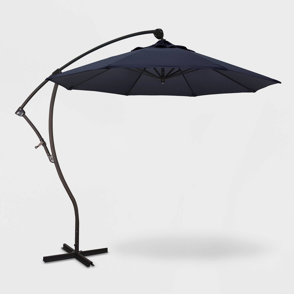 9' Bayside Cantilever 360 Rotation Tilt Crank Lift Patio Umbrella - Pacifica Navy Blue - California Umbrella