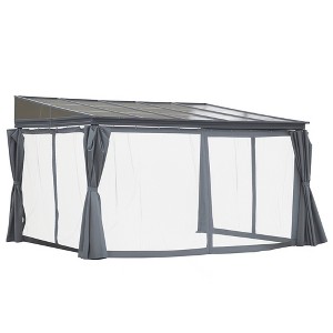 10' x 13' Outdoor Patio Gazebo with Sloping Polycarbonate Roof, Durable Aluminum Frame - 1 of 4