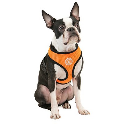 Gooby Soft Mesh Harness, Small Dog Harness with Breathable Mesh, Orange, Small