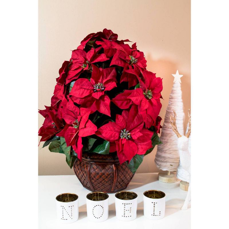 Poinsettia with Decorative Planter Silk Arrangement - Nearly Natural, 4 of 7
