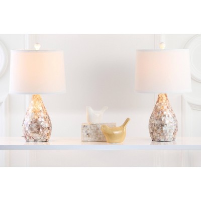 Safavieh Lighting Collection Isla Nautical Ivory Seashell 22-inch Bedroom Living Room Home Office Desk Nightstand Table Lamp LED Bulb Included 